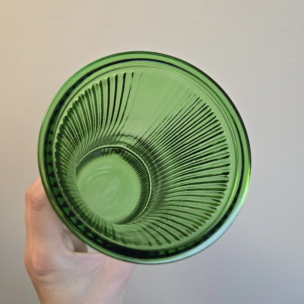 Hoosier Green Ribbed Vintage Glass Vase